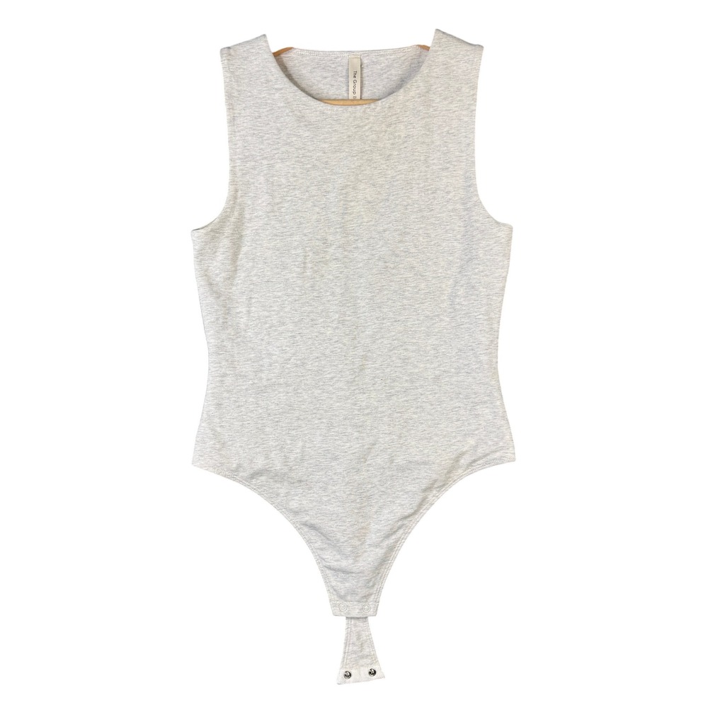 The Group by Babaton Aritzia Pure Bodysuit Heather Light Grey Sleeveless Small